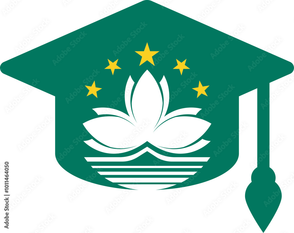 Macau flag on Degree Cap Icon Macau flag on Degree Cap Icon