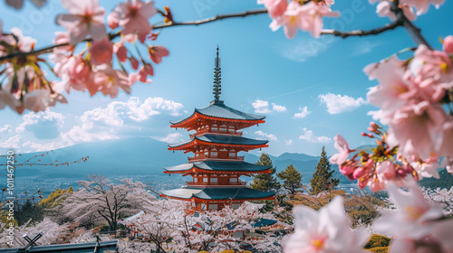 japanese temple in spring