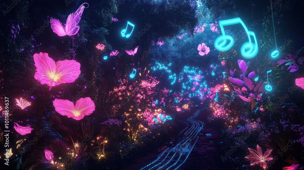 Neon Forest with Music Notes Neon Forest with Music Notes