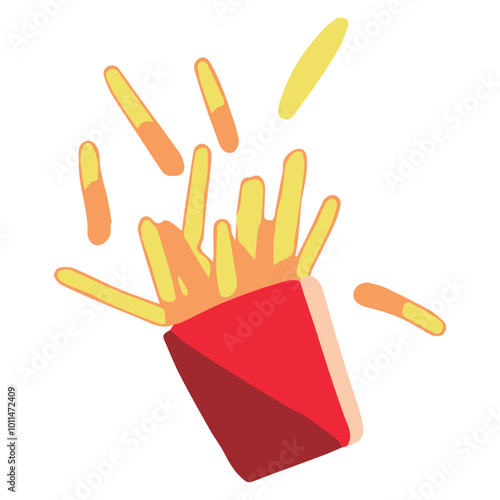 舞い上がるフライドポテトのイラスト