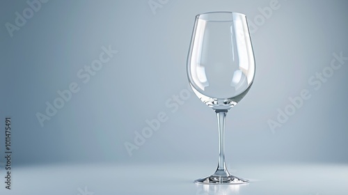 Empty Wine Glass on a Grey Background for Mockup