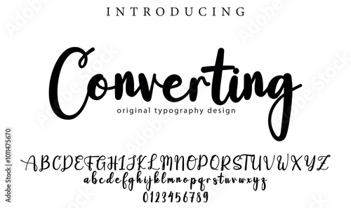 Converting  Font Stylish brush painted an uppercase vector letters, alphabet, typeface