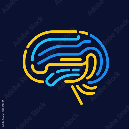 Brain as a wire chip, fingerprint. Mental health care. Medical vector illustration
