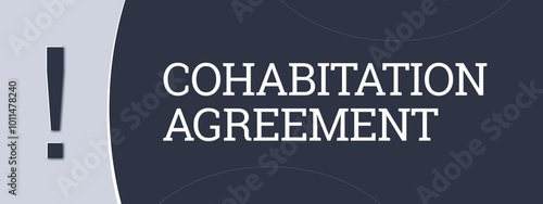 Cohabitation Agreement. A blue banner illustration with white text. photo