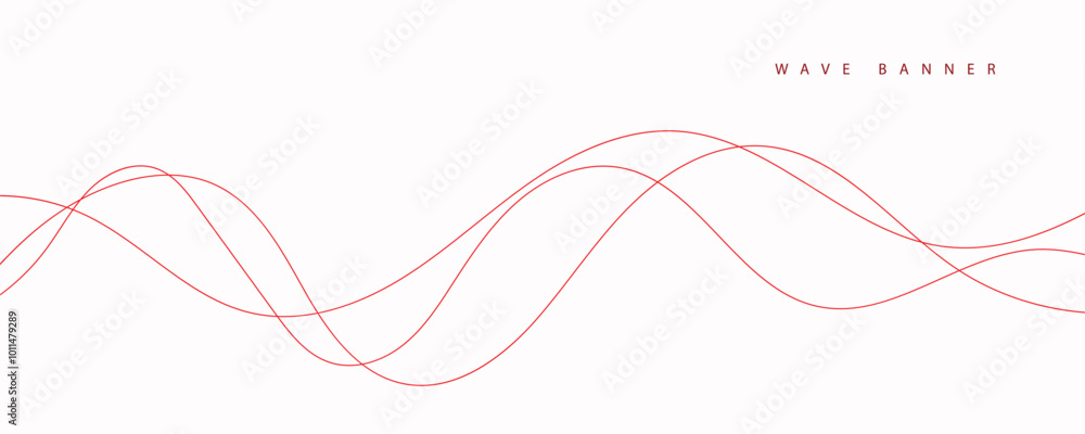 Abstract red wavy lines. Modern vector banner. Abstract red wavy lines. Modern vector banner.