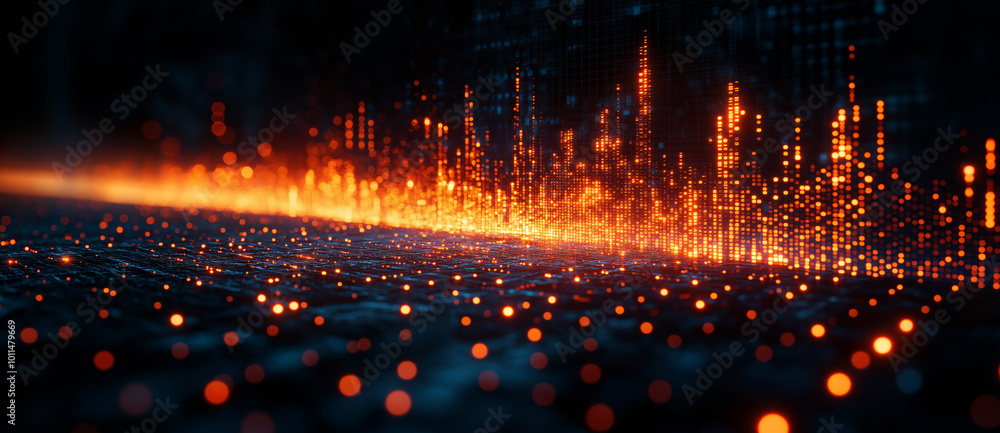 Naklejka premium Digital background, can be used in the description of network abilities, technological processes, digital storages, graph, Ai