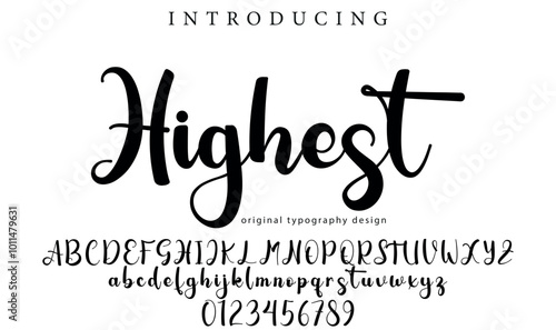 Highest Font Stylish brush painted an uppercase vector letters, alphabet, typeface