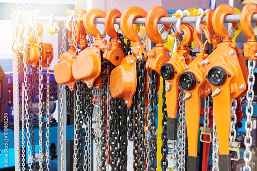 Tableau sur toile Manual hoisting equipments hook and chain industrial