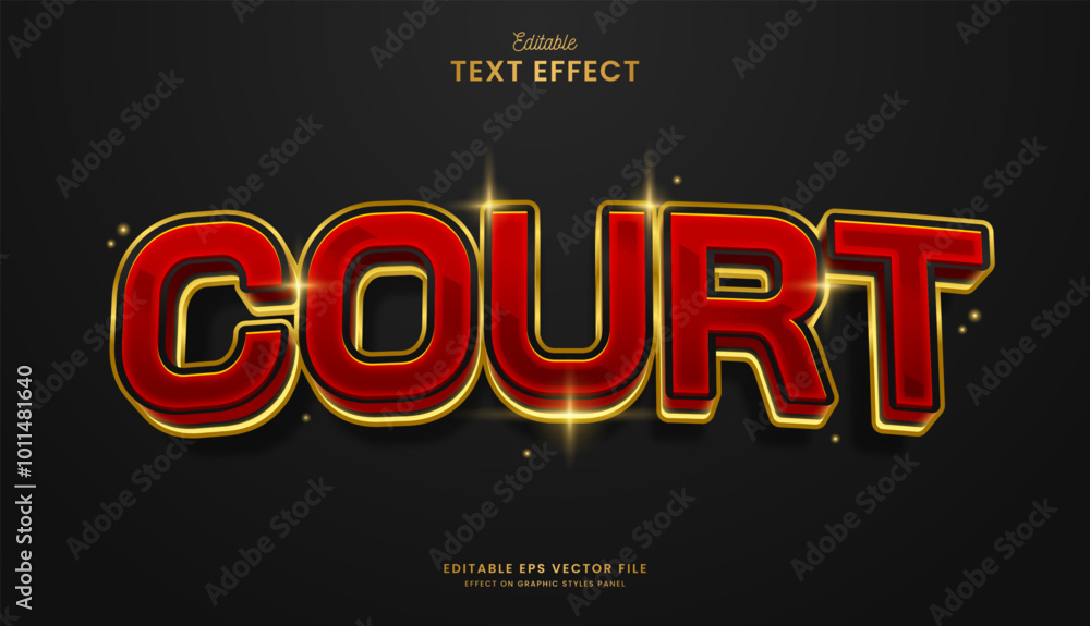 decorative red court editable text effect design