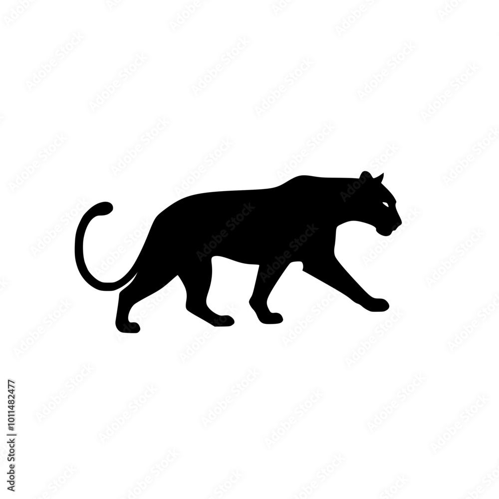 Black panther silhouette walking elegantly on a light background with copy space Black panther silhouette walking elegantly on a light background with copy space