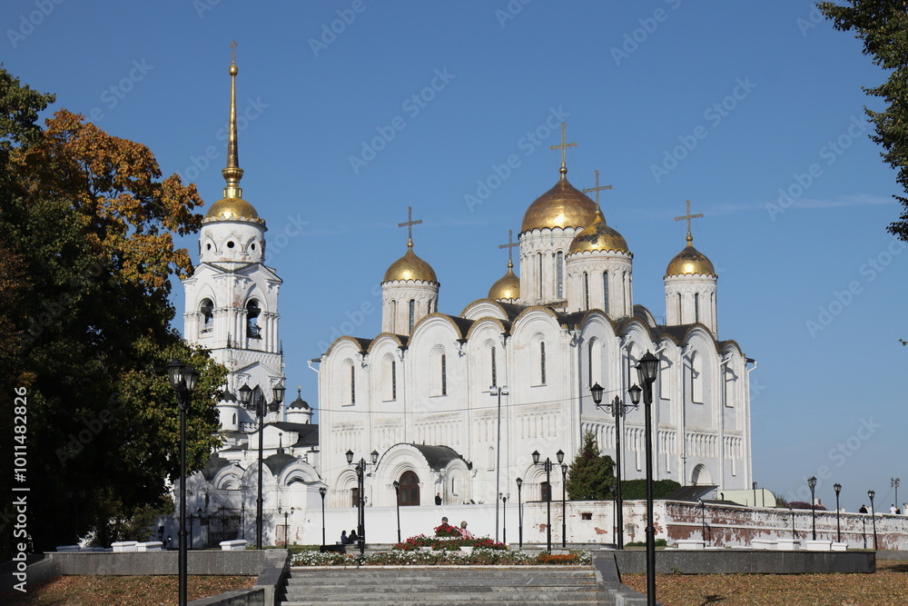 Fototapeta premium October 3, 2024. View of the Holy Dormition Cathedral. Built in the 12th century in the city of Vladimir, Russia.