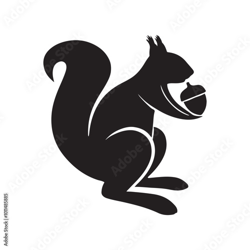 Squirrel Silhouette Holding Nut