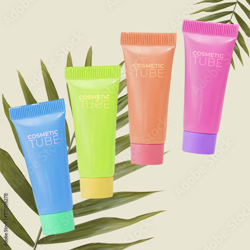 Collection of 3d skin care cream tube mockups