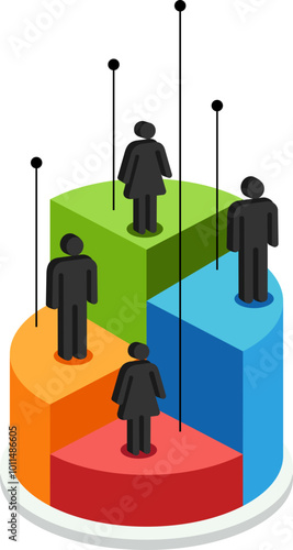 Isometric Demographic Statistics People Population Chart