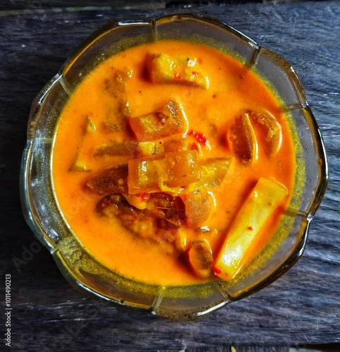 Gulai Nangka jackfruit curry stew is an Indonesian traditional food from Padang, West Sumatera photo