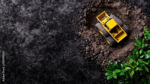 Construction vehicle on a dirt site. photo