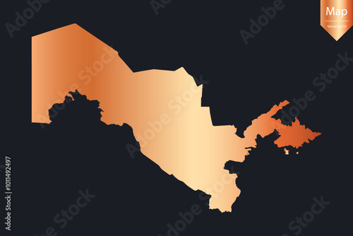 Abstract - High Detailed Copper Map of Uzbekistan. Vector illustration eps10.	
