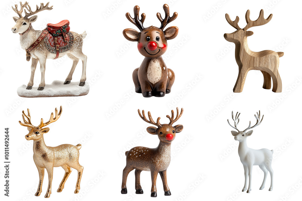 Set of Reindeer figure isolated on transparent background, PNG Set of Reindeer figure isolated on transparent background, PNG