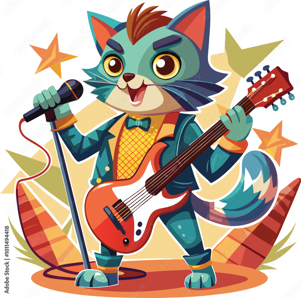 Fototapeta premium Rocking cat clipart vector