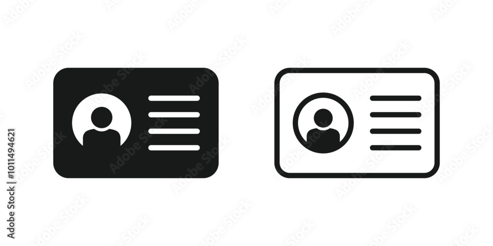 ID Card icon. Employee clerk card icon. Driver license, Identification card, Staff identification card icon symbol. ID Card icon. Employee clerk card icon. Driver license, Identification card, Staff identification card icon symbol.