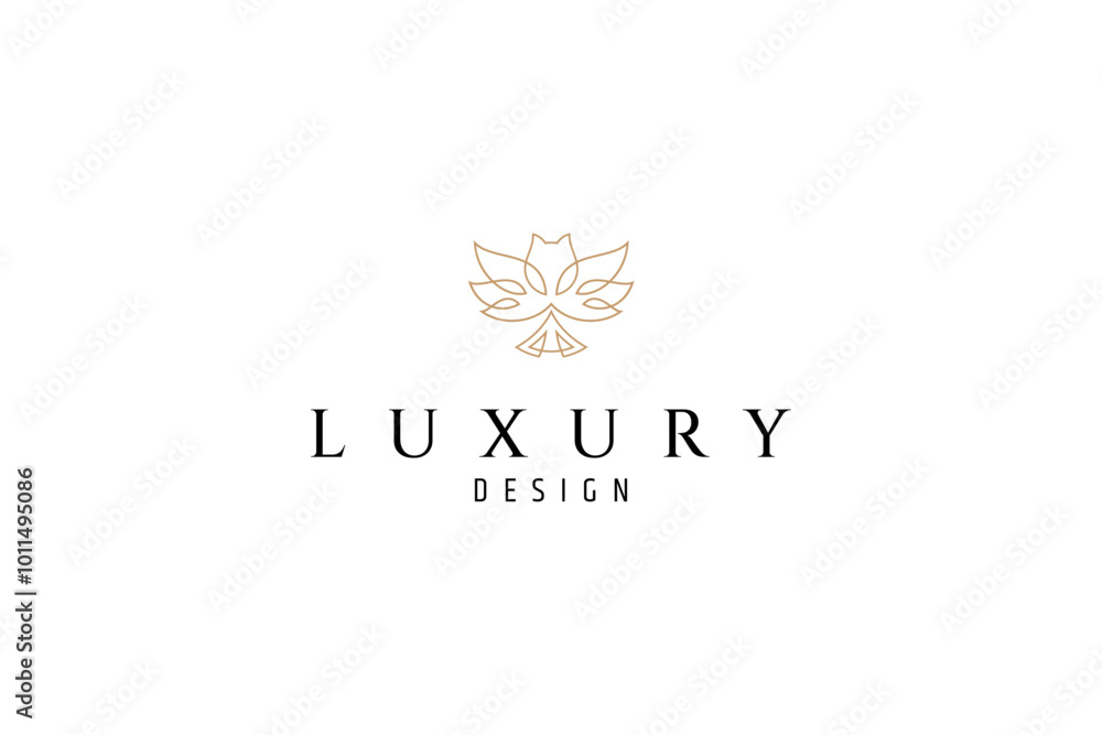 abstract owl logo in luxury gold line art design style abstract owl logo in luxury gold line art design style