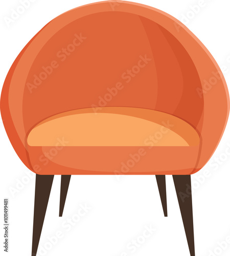 Modern armchair with soft textile upholstery and comfortable backrest standing on white background