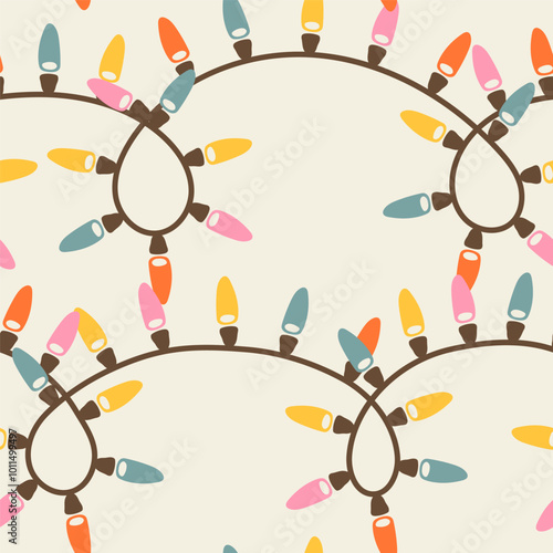 Christmas, winter holidays seamless pattern with color garland