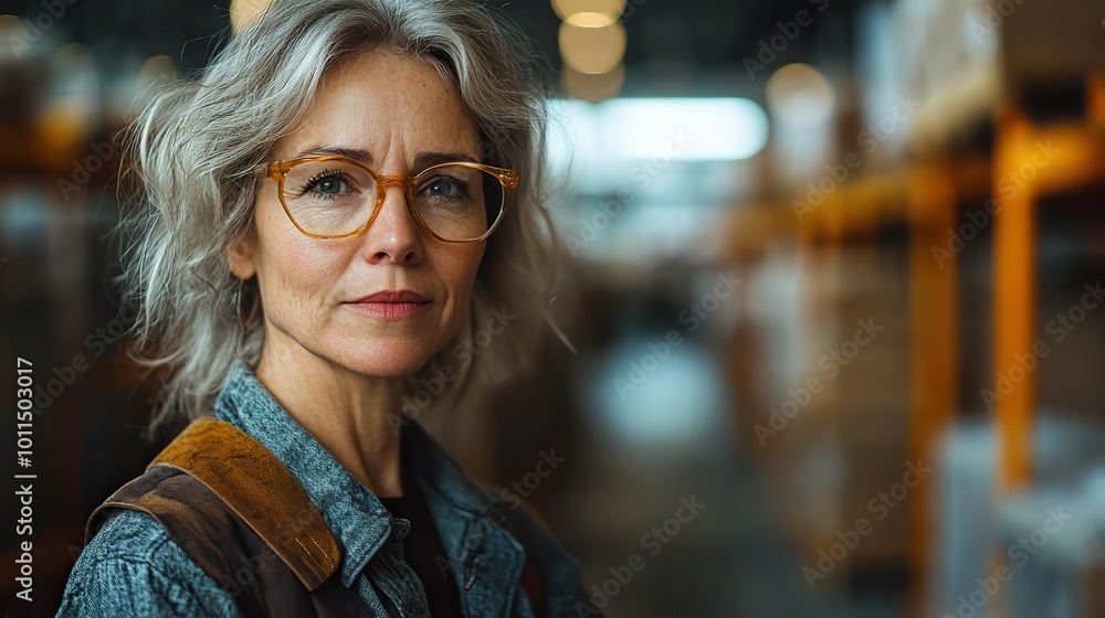 senior woman warehouse manager or supervisor with clipboard senior woman warehouse manager or supervisor with clipboard