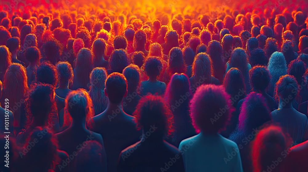 Obraz premium stylized illustration of an abstract crowd symbolizing diversity ,inclusion in society importance of individual differences ,promoting equal opportunities within communities generative ai