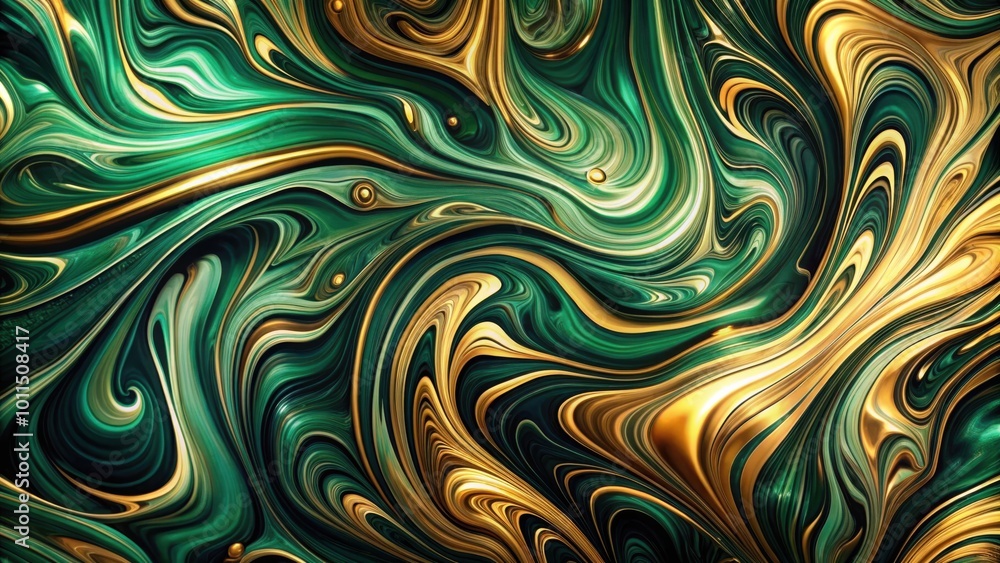 Abstract Swirls of Emerald and Gold A Visual Symphony of Liquid Opulence Abstract Swirls of Emerald and Gold A Visual Symphony of Liquid Opulence