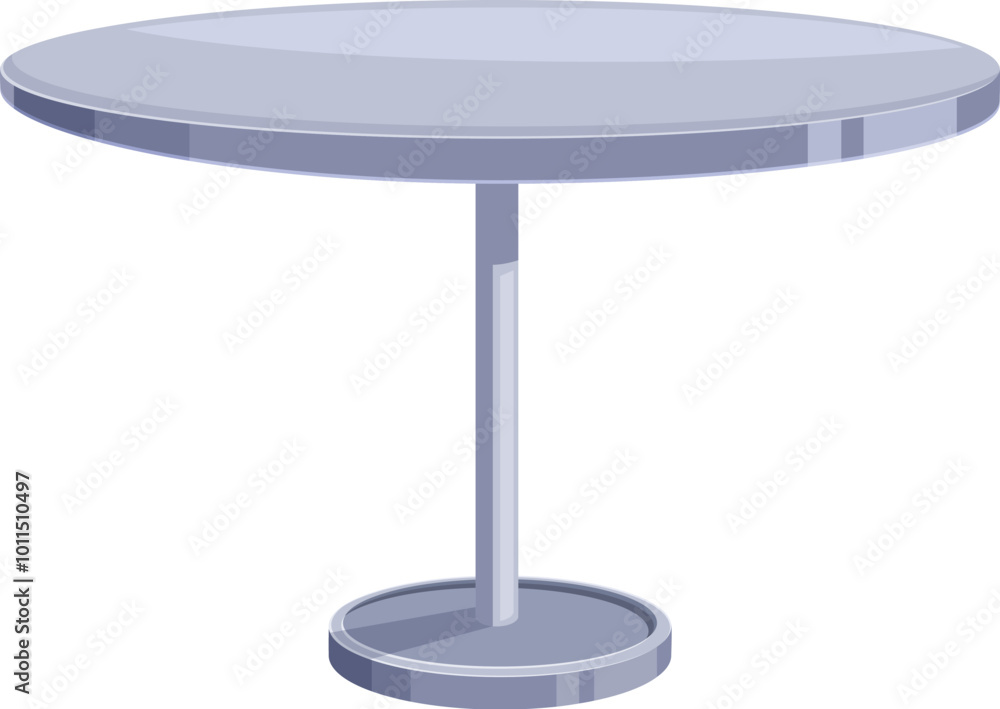 Round table standing on one leg with circular base, simple furniture for cafe or restaurant Round table standing on one leg with circular base, simple furniture for cafe or restaurant