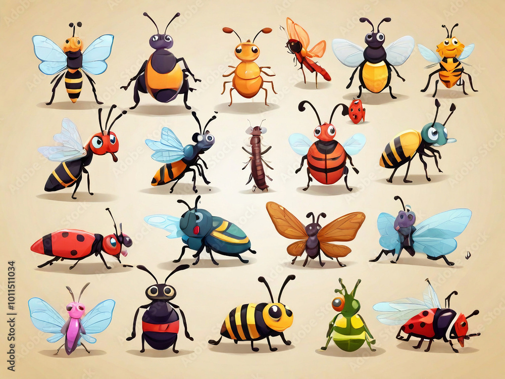 Naklejka premium Insect Types