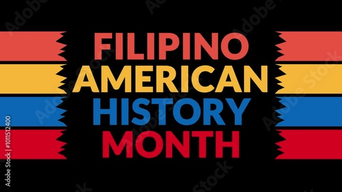 Filipino American History Month In and Out text from split line animation on Black background. Which is observed every year in October to celebrate, enjoy and wish Filipino American History Month.