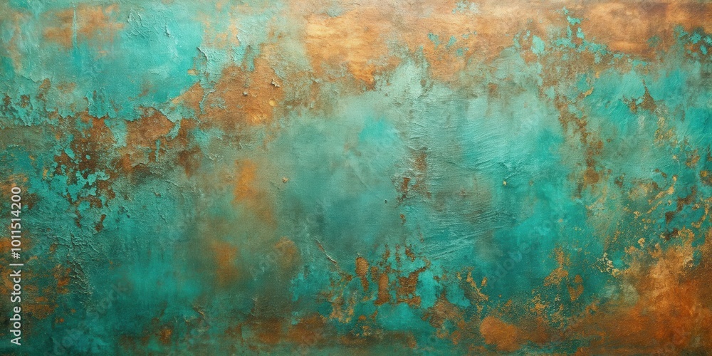 Abstract Texture With Turquoise And Copper Hues, A Decorative Artistic Background With Rough, Textured Surface Abstract Texture With Turquoise And Copper Hues, A Decorative Artistic Background With Rough, Textured Surface