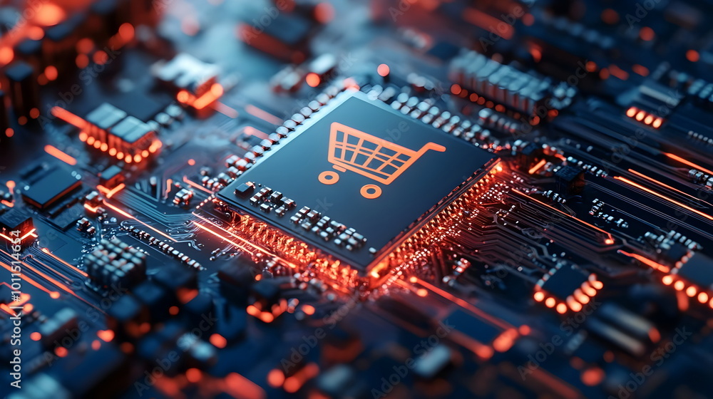Digital Shopping E-Commerce Technology Circuit Board Innovations Digital Shopping E-Commerce Technology Circuit Board Innovations