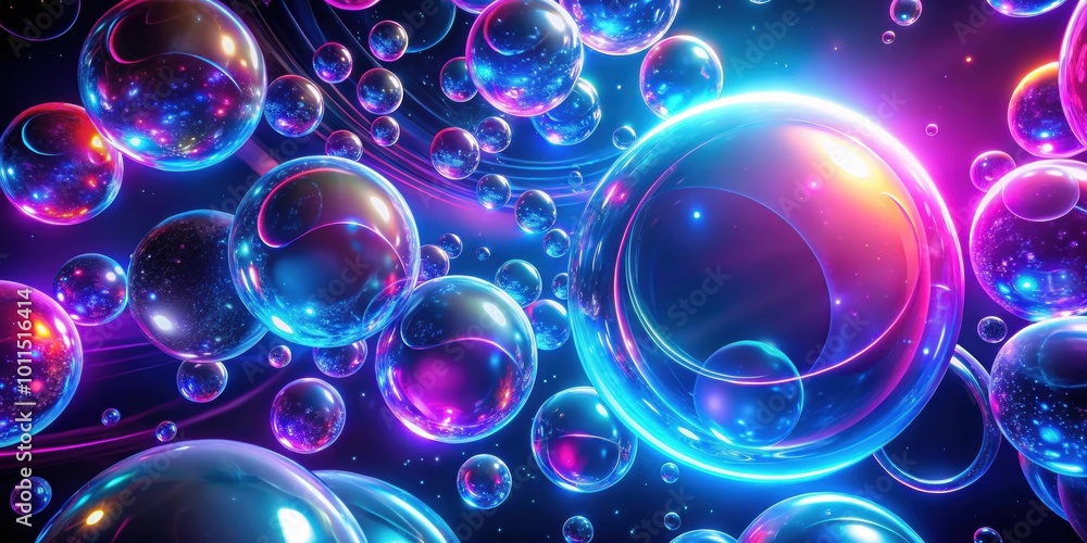 A luminous symphony of iridescent spheres, pulsating with vibrant hues, dances across a swirling vortex of ethereal light A luminous symphony of iridescent spheres, pulsating with vibrant hues, dances across a swirling vortex of ethereal light