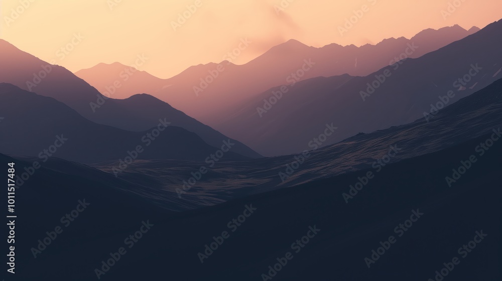 Obraz premium Stunning Minimalist Mountain Silhouettes at Dawn Captivating Art for Nature Lovers