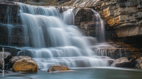 Waterfall in Mountainous Region