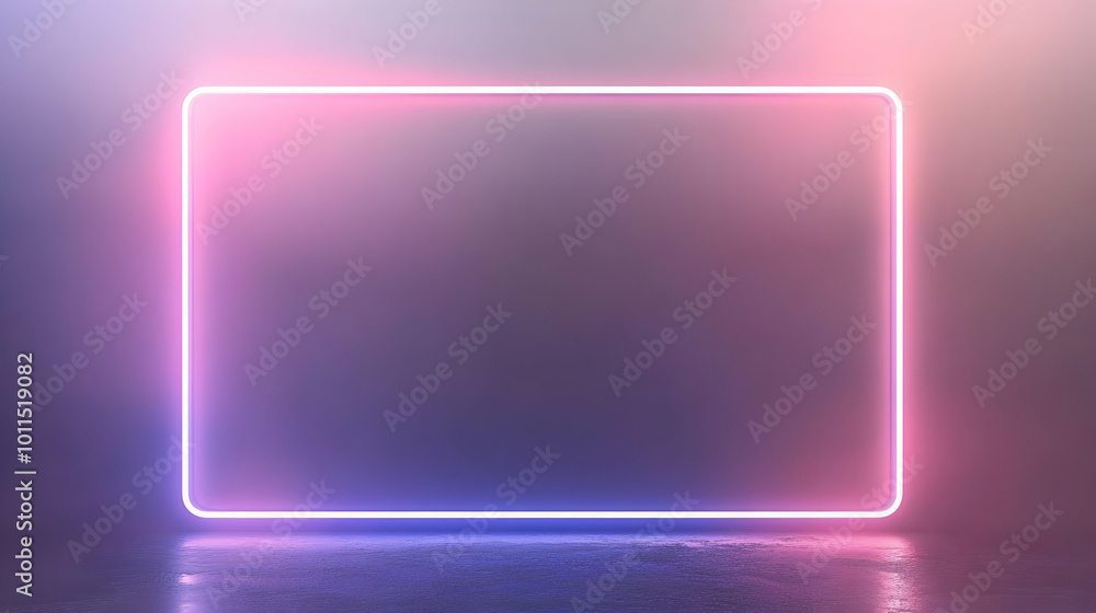 Simple Neon Frame on Blank Background Simple Neon Frame on Blank Background