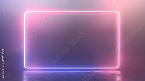 Simple Neon Frame on Blank Background