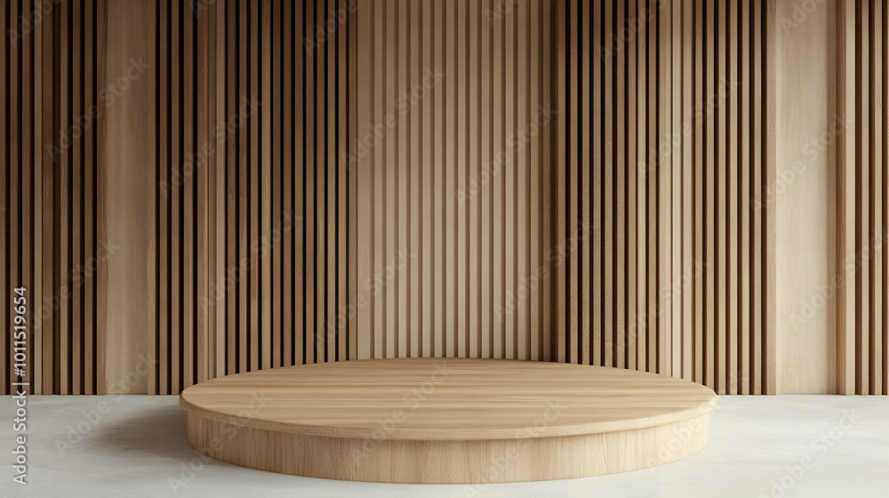 Wooden Podium with Vertical Striped Background Wooden Podium with Vertical Striped Background