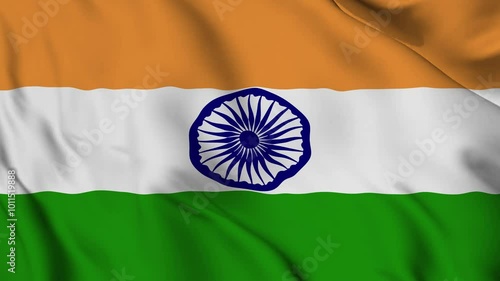 India shiny realistic 3d background national waving flag