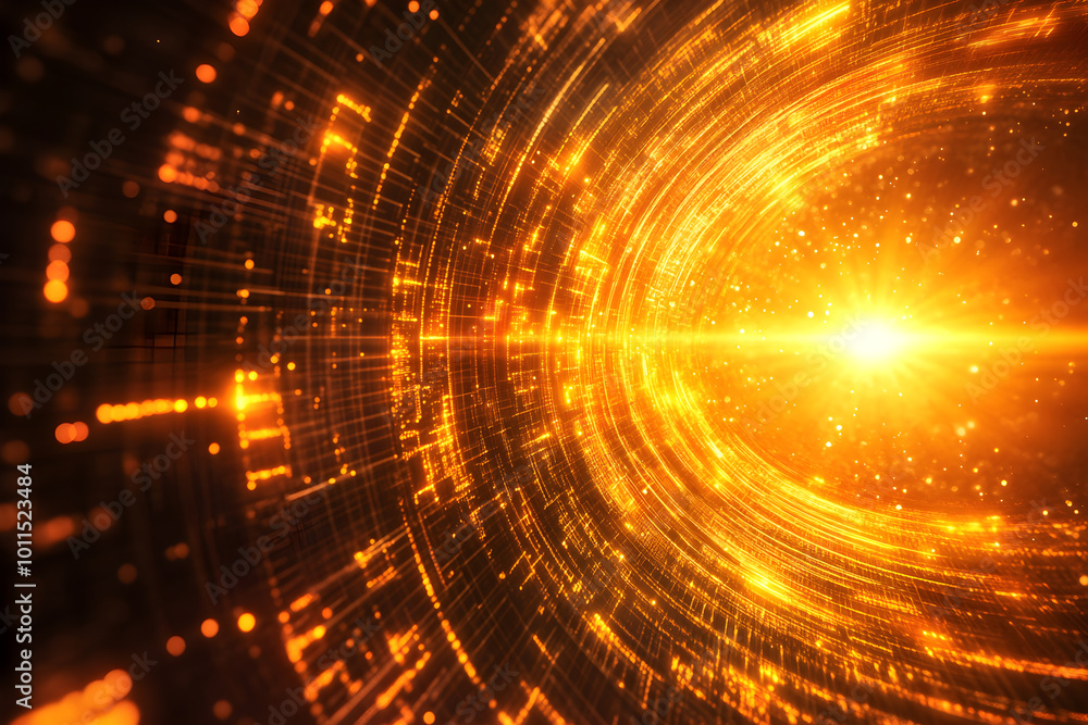 Fototapeta premium High-tech vision of a virtual sun rays of data spread