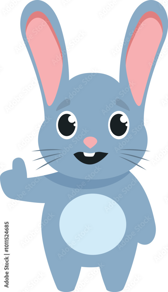 Happy cartoon bunny giving thumbs up with a smile Happy cartoon bunny giving thumbs up with a smile