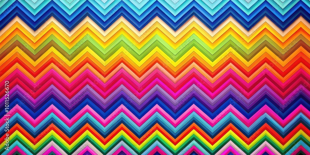A vibrant and playful chevron pattern featuring a spectrum of colors in a layered, dimensional style. A vibrant and playful chevron pattern featuring a spectrum of colors in a layered, dimensional style.