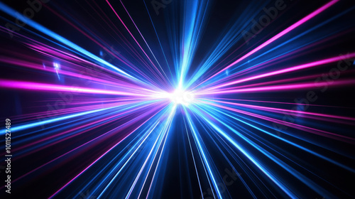 Vibrant laser beams cutting through mist in a dynamic light show at a late-night event