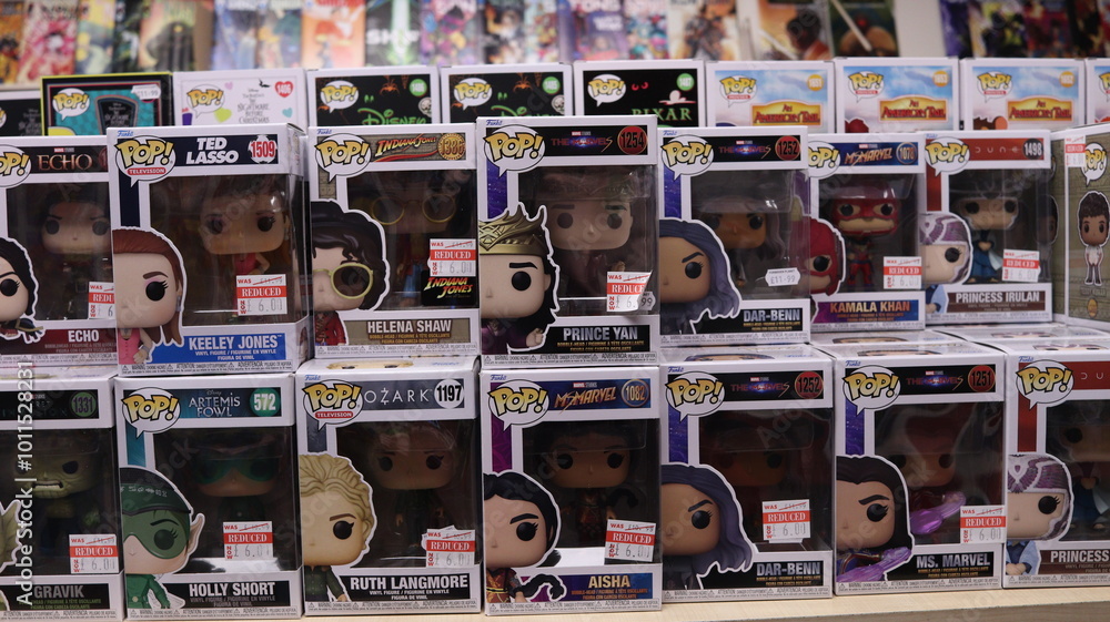 Obraz premium CARDIFF, MID GLAMORGAN, WALES UK - OCTOBER 3, 2024: FUNKO POP