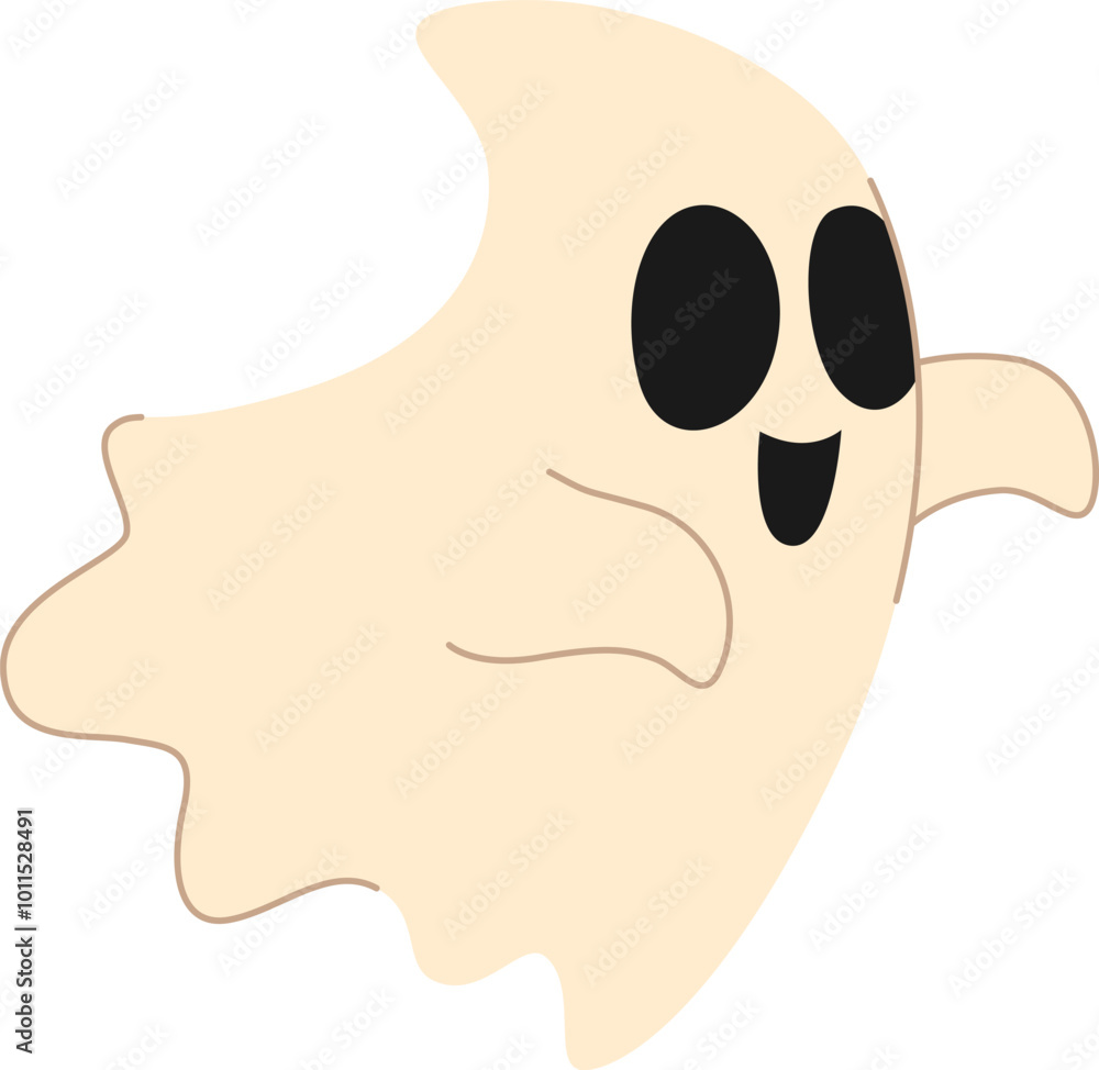 Halloween cute ghost in cartoon kids style. Vector illustration on white background. Halloween cute ghost in cartoon kids style. Vector illustration on white background.