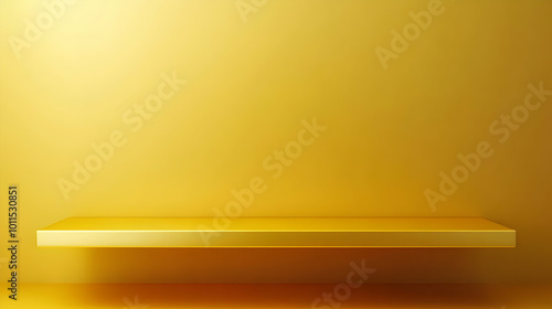 Empty Minimalist Shelf on Yellow Background