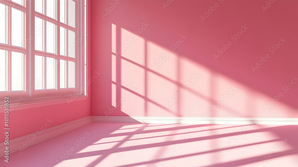 Bright Pink Room with Window Shadows and Light Play Bright Pink Room with Window Shadows and Light Play